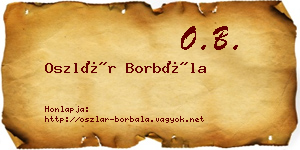Oszlár Borbála névjegykártya